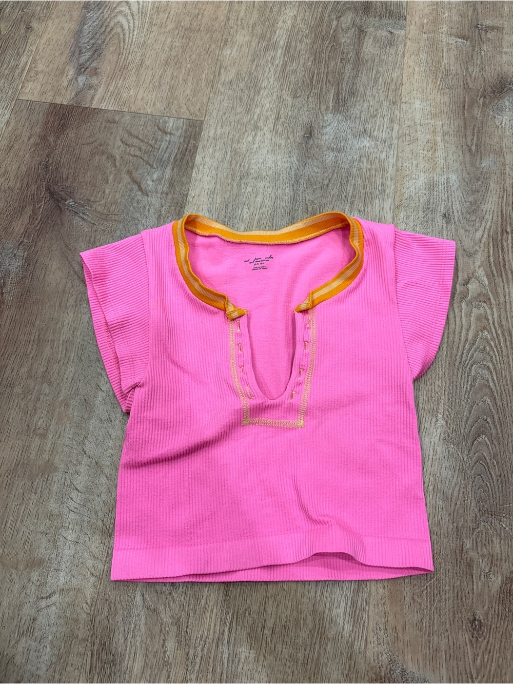 Urban Outfitters Pink Crop Top with Yellow Trim